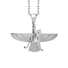 Faravahar Symbol in poliertem Sterlingsilber Halskette für Frauen oder Mama G...