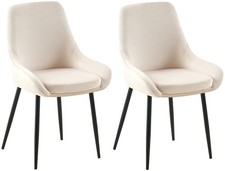 #R131046/1010 2x Esszimmerstuhl Elmira Samt schwarz creme Polsterstuhl Stuhl