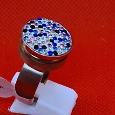 Edelstahl Ring Chunk Mit Zirkonia Strass Stein Druckknopf Hingucker Gr 19