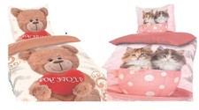 Kinderbettwäsche Katze Katzen Kätzchen Bär Bären Bärchen Wende Bettwäsche135x200