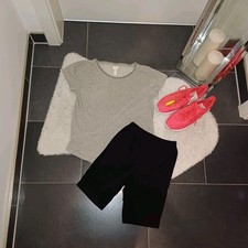 Set outfit sommer XS 34 shirt Punkte H&M Radler shorts schwarz 100%baumwolle Top