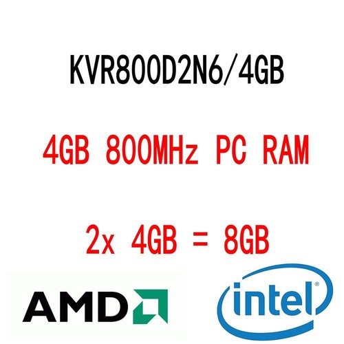 8gb 4gb kvr800d2n6 ddr2 - 2x, kvr800d2n6/4g