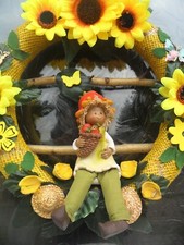 Türkranz Wanddekoration Kantensitzer Blumenkind  Sonnenblumen  30 cm Herbstdeko