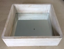 Wand Spiegel Holz  50x50x15 cm Garderobe bad WC creme neu Regalspiegel Massiv