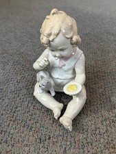 Alte Porzellanfigur Mädchen mit Katze - Carl Scheidig Gräfenthal