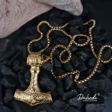 Wikingerschmuck Halskette Thors Hammer Edelstahl silber gold, nordisches Amulett