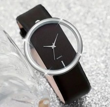 Armbanduhr Damen Frauen Silber Schwarz