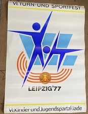 DDR Plakat Leipzig 1977 - VI. Turn- und Sportfest (Spartakiade) 83x59 cm