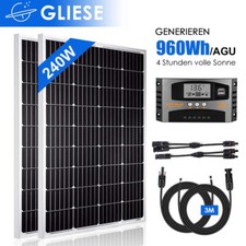 240W Solarpane Komplettpaket Solarmodul Photovoltaik Balkonkraftwerk Wohnmobil