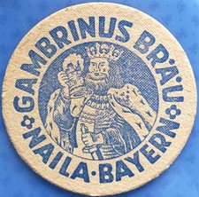 Alter Bierdeckel VK Gambrinus Bräu Naila Bayern um 1936-38 mit Impressum