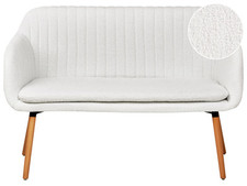 Modernes 2-Sitzer Küchensofa Bouclé creme weiß mit Holzbeinen Taby