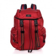 GUCCI Techno Canvas Web Double Buckle Backpack Red #429037 213317