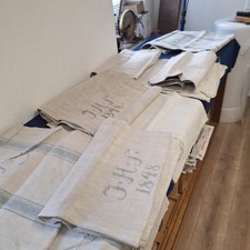 9 alte Leinensäcke teilweise