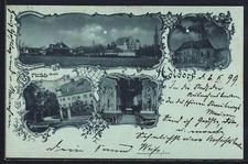 Mondschein-AK Adldorf /Eichendorf, Kirche, Schlosshof, Inneres der Kirche, Orts 