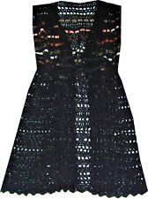 wunderschöne Longweste, Damenweste Häkelweste schwarz Bändchengarn Unikat L