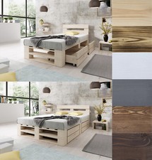 Palettenbett aus Holz mit Lattenrost Stabiles Seniorenbett Kinderbett Jugendbett