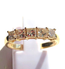 IV Harry Ivens Diamantring 5 Diamanten ca. 1 ct  Princess Cut 585 er Gold Ring