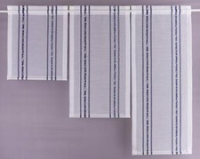 Miniflächen-Set blau weiß längs gestreift Scheibengardine