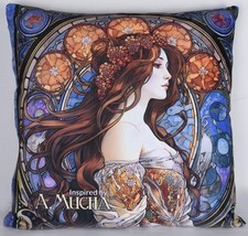 Jugendstil Kissen nach A.Mucha Nymphe Dekokissen Frauenkopf Sofakissen 50x50cm