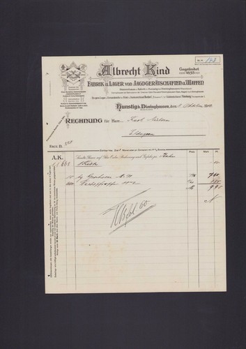 Hunstig rechnung 1912 - hunstig,,