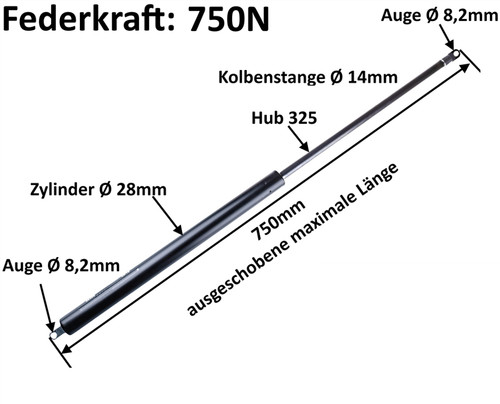 Gasdruckfeder 750n - gasdruckfeder,