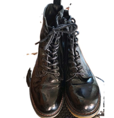 Schwarze damen lack - schwarze, bikerboots