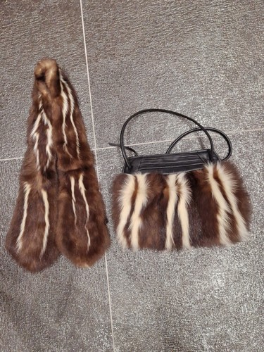 Nerzmuff tasche mit schal - mit,