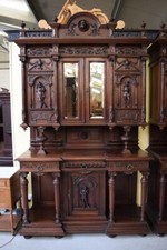 Sensationelles neorenaissance Säulen Nußbaum Aufsatz Buffet,  Lieferung möglich!