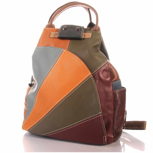 Patchwork leder damen rucksack - patchwork,