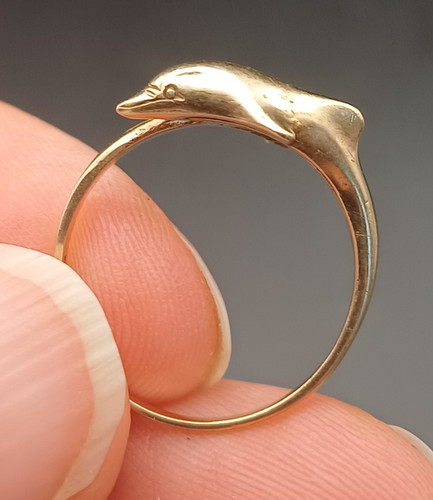 Gold delphin ring - 9, aj
