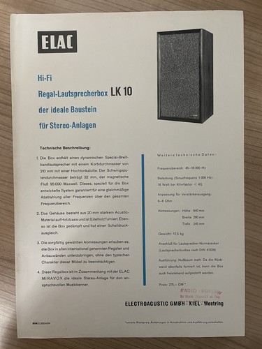 Vintage elac datenblatt - vintage, lk