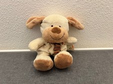 Nicotoy Hund Plüsch Stofftier Schal 24 cm Braun Beige Kuscheltier