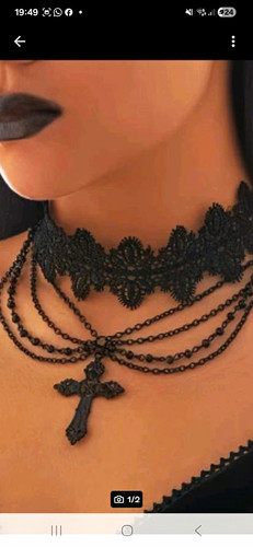 Schwarze spitzen choker - schwarze, spitzen-choker