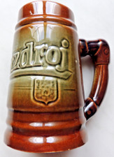 Bierkrug aus Keramik Prazdroj, schöner Krug innen weiss