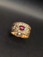 Ring 585 Gold mit Granat  ADAM & EVA EWIGE LIEBE Ring Größe 66 ( 21 mm Ø)?10Gr