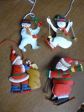 2x Nikolaus + 2x Schneemann (Metall) zum Aufhängen -3D OPTIK TOP