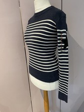 Jean Paul Gaultier Jeans blau gestreift Reißverschluss Schulter Stern Pullover Small PB17