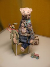 157❤️KLEINE LIEBCHEN❤️Teddy Paar Bär+Hase Handmade Künstlerteddy Unikat OOAK