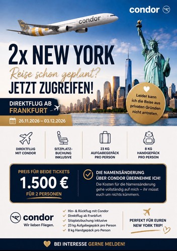 Condor new york direktflug - 2x,