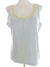 💚 LYSGAARD Bluse für Damen Einfarbig Spitzenstickerei Blau 42 Ärmellos 💚