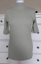 T-Shirt von C&A mit Stehkragen Gr. M mint grün Neu Struktur Streifen