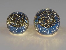 Formano Deko Kugel Nightfire  LED Batterie Timer Sterne Blau Gold B-WARE !!