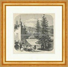 Neuer Bärengraben in Bern Schweiz Gehege Wappentier Holzstich E 21006 Gerahmt