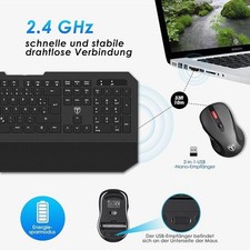 Dacoity Tastatur Maus Set Kabellos mit USB-Empfänger f. Windows XP/7/8/10/11 MAC