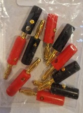(35) -10 x Bananenstecker Rot+Schwarz Banana Stecker Lautsprecherkabel 4mm