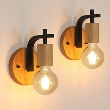2X Wandleuchten Vintage Holz