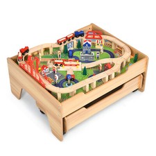 100 Tlg. Holzeisenbahn Set Kinder Eisenbahn Kinderzug Holzspielzeug Spieltisch