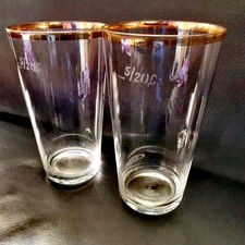 2 Biergläser, Goldrand Becher