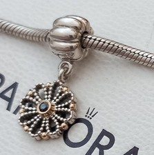 Original Pandora Charm Clip Hänger Sonnenblume Bicolor mit 585 Gold Rarität  NEU