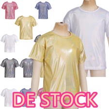 Kinder Unisex Pailletten Tops Glitzer Kurzarm Oberteile Lässige Hip Hop T-Shirts